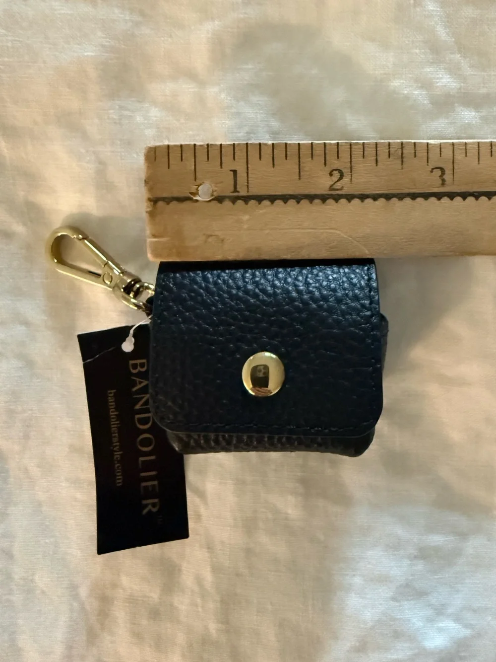 NWT Bandolier AirPods pouch clip on case black pebbled leather